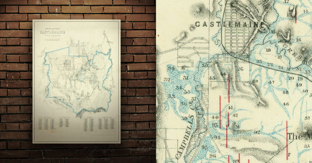 Castlemaine historical gold map A1 poster print