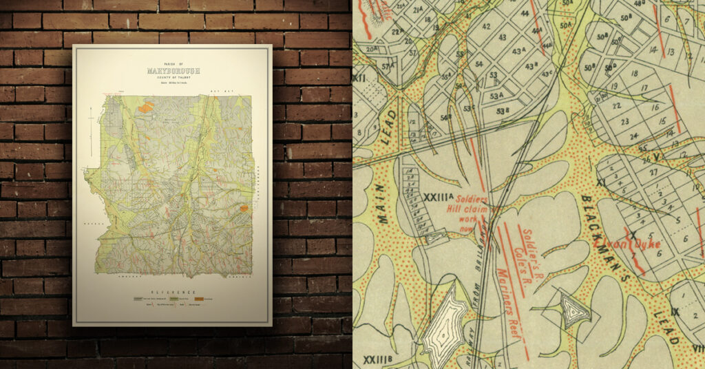 Historical gold map Maryborough A1 poster print